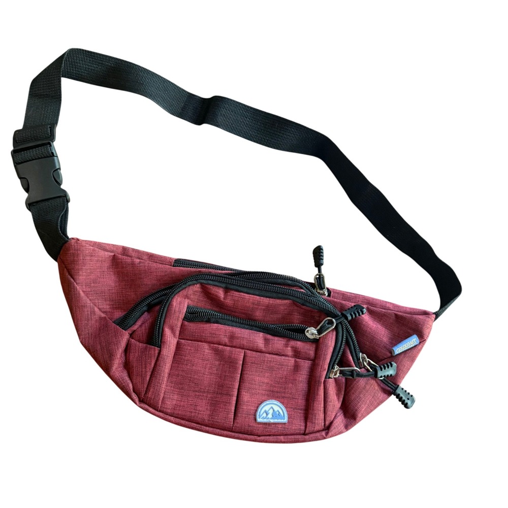 Gold Coast Outdoors Burgundy Waist Pack Fanny Pack Crossbody Travel Hiking Bag
